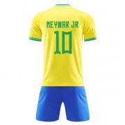 Equipaciones De Futbol Para Niños Brasil Copa Mundial 2022 Neymar JR 10 Camiseta Primera..